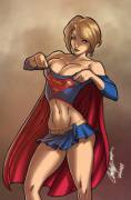 Powergirl Wears Supergirl's Uniform (Dc) [Artist: Ianar]
