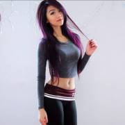 Purple Hair And Yoga Pants 