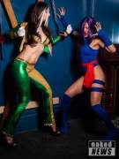 Kat And Carli From Naked News Cosplay As Rogue And Psylocke