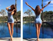 Leggy In Tiny Blue Dress