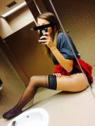 [F] Sending Teasing Pictures From The Office Bathroom