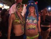 Girls Having Fun At Street Festival!