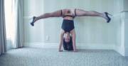 Kelsi Monroe Does A Handstand
