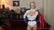 Busty Blonde Gets A Mouthful In Tight Costume