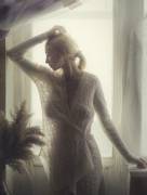 Blonde In White Sweater