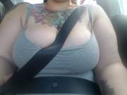 Seat Belt Tits With No Bra