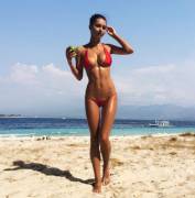 A Thin, Fit, Full Breasted Halga Lovekaty On The Beach. [X-Post /R/Redlingerie]