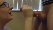 [/R/Amateurcumshots] Nerdy Hungry Gf Cum Swallow