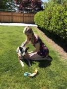 Innocent Wifey Playing With Her Puppy Today. Im Going To Show Her All Her Posts Tonight. ...