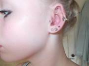 Strangely Placed Cross Earring On Busty Blonde (From 80Pic Album Aic)