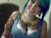 Dark Skin, Pale Boobs, Blue Hair :)