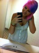 My Pink Hair With Purple Bangs :)