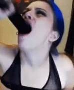 Blue Haired And Bulging Throat.