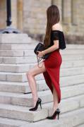 Red Slit Skirt