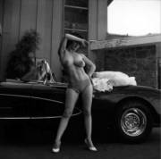 Sabine Demois (1960S) Next To A 1960? Corvette