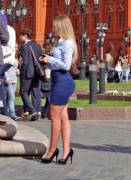 Cute Booty Girl In Blue Skirt