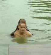Wet Girl Emerges From The Water