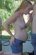 Blonde Preggo Slut With Saggy Tits Sucking Cock