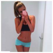 Cutie In Tight Blue Shorts