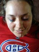 (F) Sexy Chubby Slut Gets Face And Shirt Covered