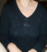 More Of My Wife Wearing Dried Cum On Her Blouse