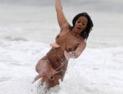 Sundy Carter Losing Her Top At The Beach.