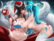 Ahri And Sona Warms Up For The Holiday (Sakimichan)