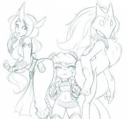 Soraka And Kindred Squish Tristana Between Their Giant Goat Butts [Bandle Booties]