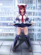 Ahri Showing Off Up Under Her Skirt (Aethosart)