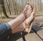 I Think It's Time Do It Again. Gf's Black Toes In Sandals. Hot Or Not?