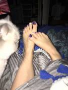 The Cat Wants To Sniff My Toes! I Can't Blame Him Though, My Feet Smell Super Sweet.