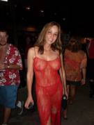 Dress Clearly Shows Her Tits And Nipples To The Gawking Strangers Nearby.