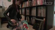 Sasha Showing Off Her Vinyl Collection. She Has Great Taste.