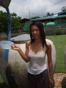 She Is All Wet From Her Baptism.