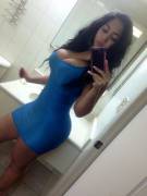 Tight Blue Dress Selfie
