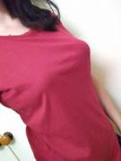 My Nips Under A Red Shirt :)