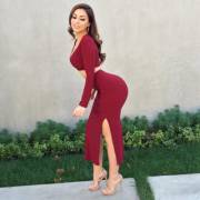 Exotic Persian Girl - Gorgeous Arse - Bordeaux Dress