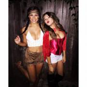 Good Old Vampire And Indian Costume Duo.