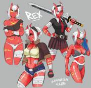 Rex In Silly Costumes By Samuelcookdesign.