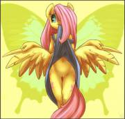 Fluttershy Hoisting Up Her Dress [Anthro] (Artist: Atryl)