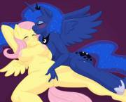 Luna Making Fluttershy's Dreams Come True [Anthro] (Artist: Rapps)