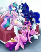 Shining Armor And His Harem; Princesses Version And Incest Version (Artist: Ambris)