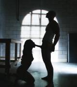 Asa Sucking A Huge Cock In The Shadows.