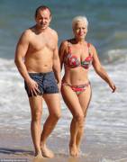 Denise Welch In Bikini With Her Husband