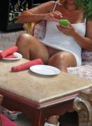 Pantyless At A Restaurant