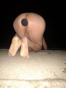 Checking Pool Temp. Love Swimming Naked With Butt Plug. =)