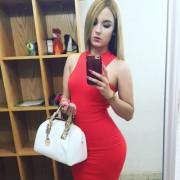 Red Dress White Handbag