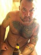 Hard Day At Work + Shower Beer = Happy Bear