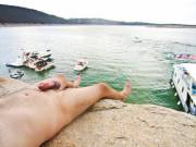 Having Fun At The Lake, Showing Off For Boats