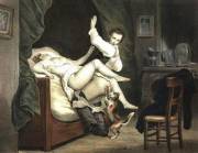 &Amp;Quot;The Jealous Cat&Amp;Quot; Lithograph By Octave Tassaert (1860)